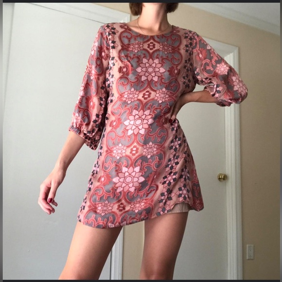 For Love & Lemons Silk Teresa Mini Dress Womens Small Pink Floral | F1933 - Picture 12 of 12